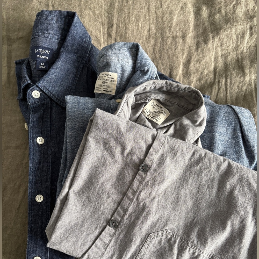 J.Crew Blue and Gray Shirt Trio